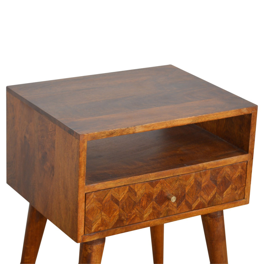 Assorted Chestnut Bedside with Open Slot - Saffron Home & Interiors bedside table Assorted Chestnut Bedside with Open Slot