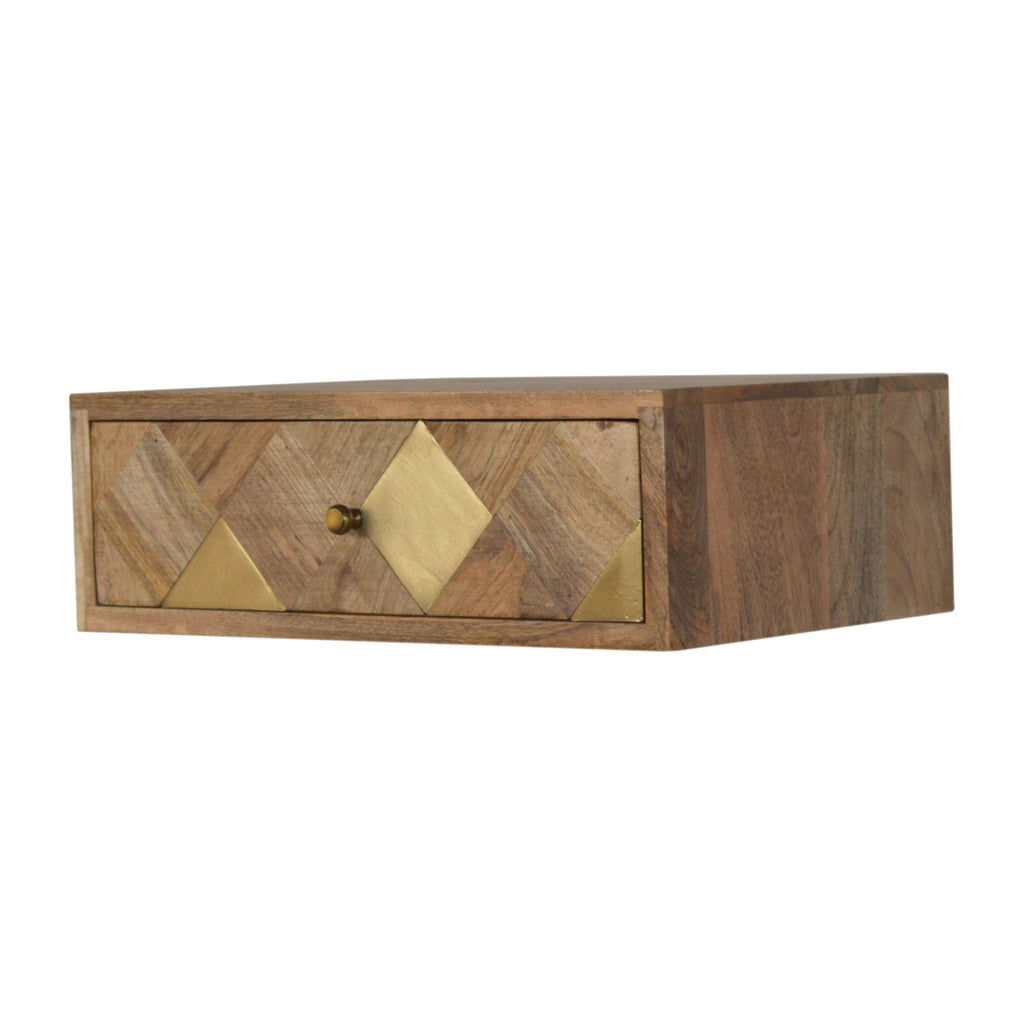 Wall Mounted Brass Inlay Bedside - Saffron Home bedside table Wall Mounted Brass Inlay Bedside
