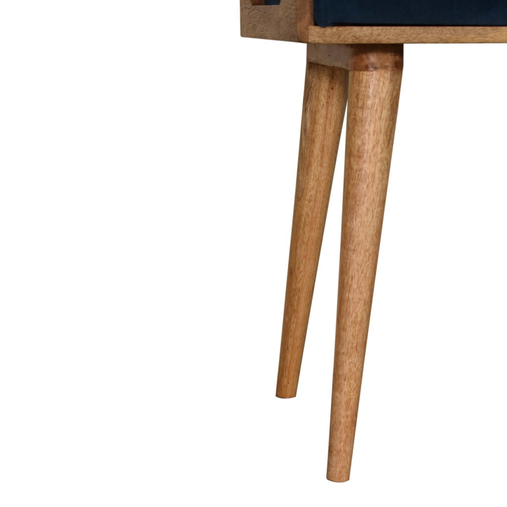 Teal Velvet Tray Style Footstool - Saffron Home Bench Teal Velvet Tray Style Footstool