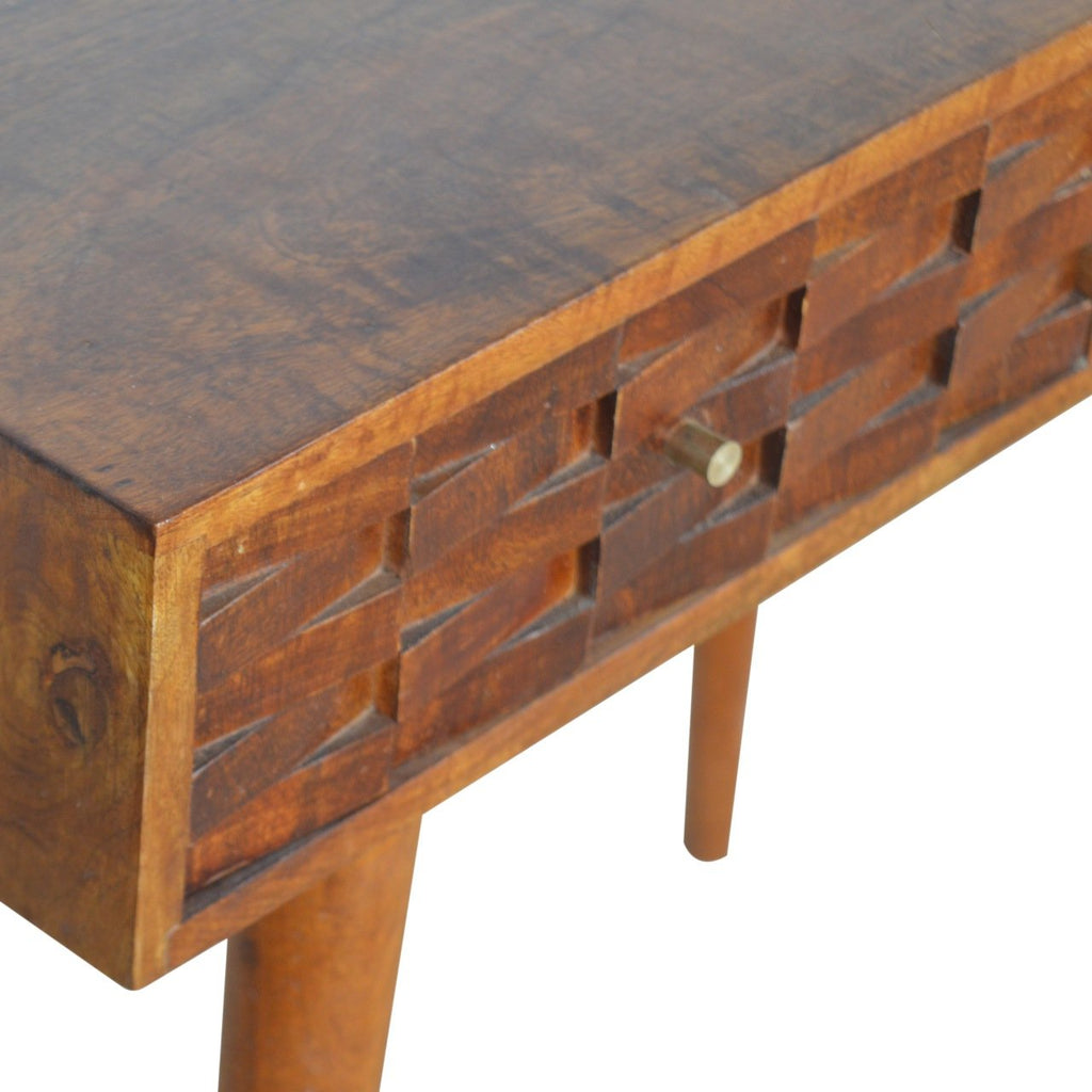 Tile Carved Chestnut Console Table - Saffron Home Console Table Tile Carved Chestnut Console Table