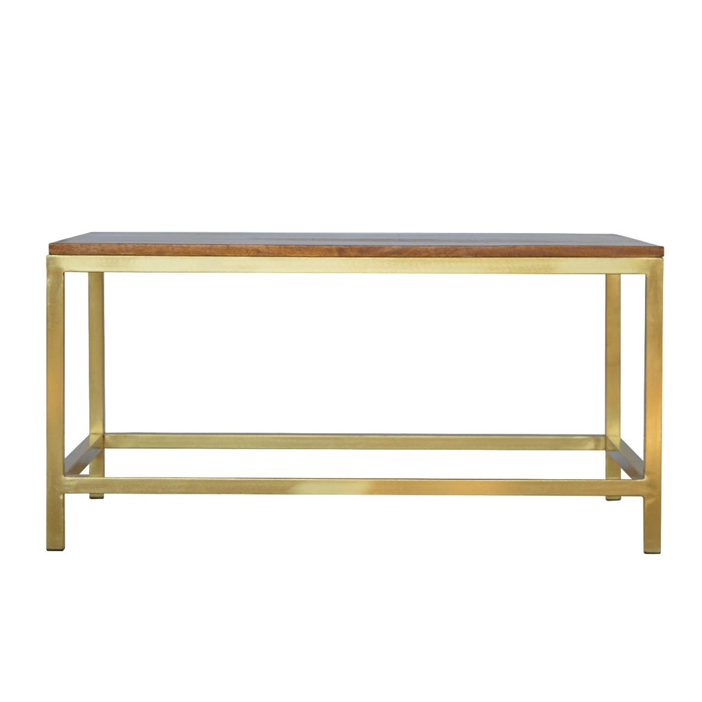 Rectangular Coffee Table with Gold Base - Saffron Home & Interiors Coffee table Rectangular Coffee Table with Gold Base