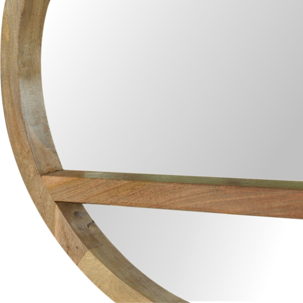 Wooden Round Mirror with 1 Shelf - Saffron Home Wall Mirror Wooden Round Mirror with 1 Shelf