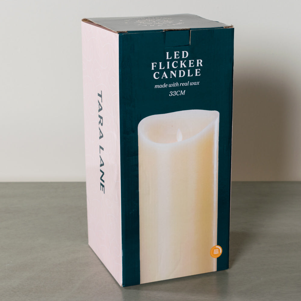 Flicker Led Candle W/5hr Timer Ivory 33cm - Saffron Home LED CANDLE Flicker Led Candle W/5hr Timer Ivory 33cm