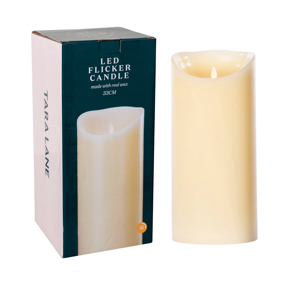 Flicker Led Candle W/5hr Timer Ivory 33cm - Saffron Home LED CANDLE Flicker Led Candle W/5hr Timer Ivory 33cm