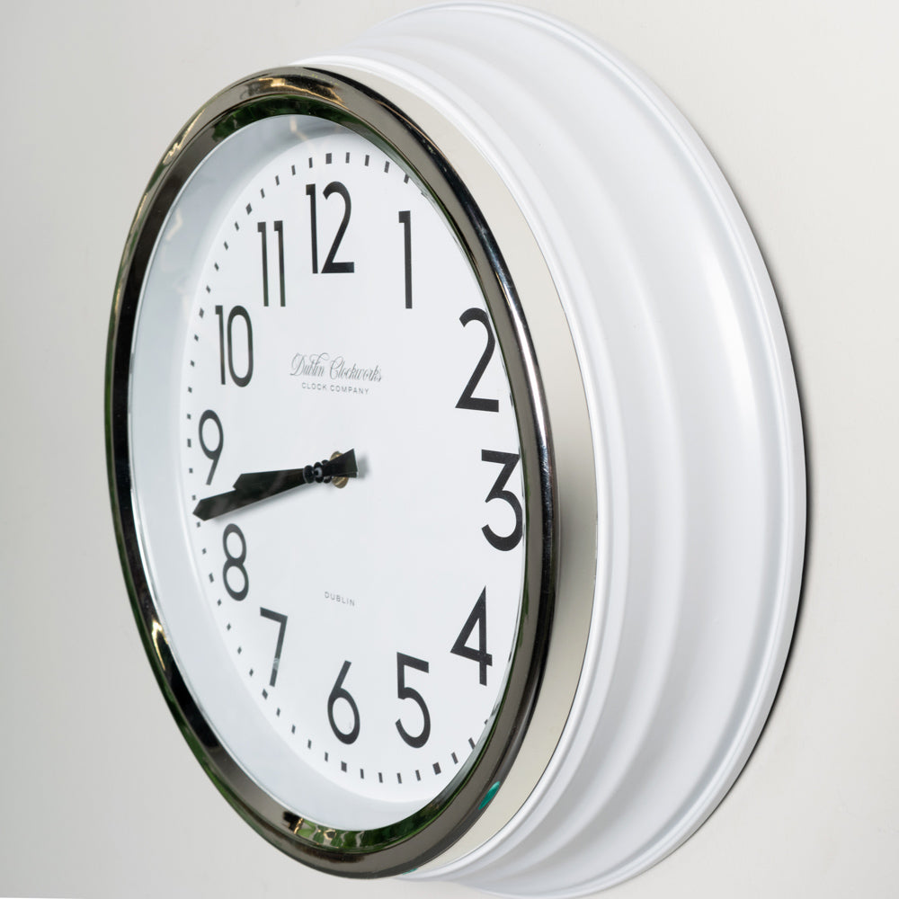 Retro Café Clock Ivory Gloss 35cm - Saffron Home WALL CLOCK Retro Café Clock Ivory Gloss 35cm