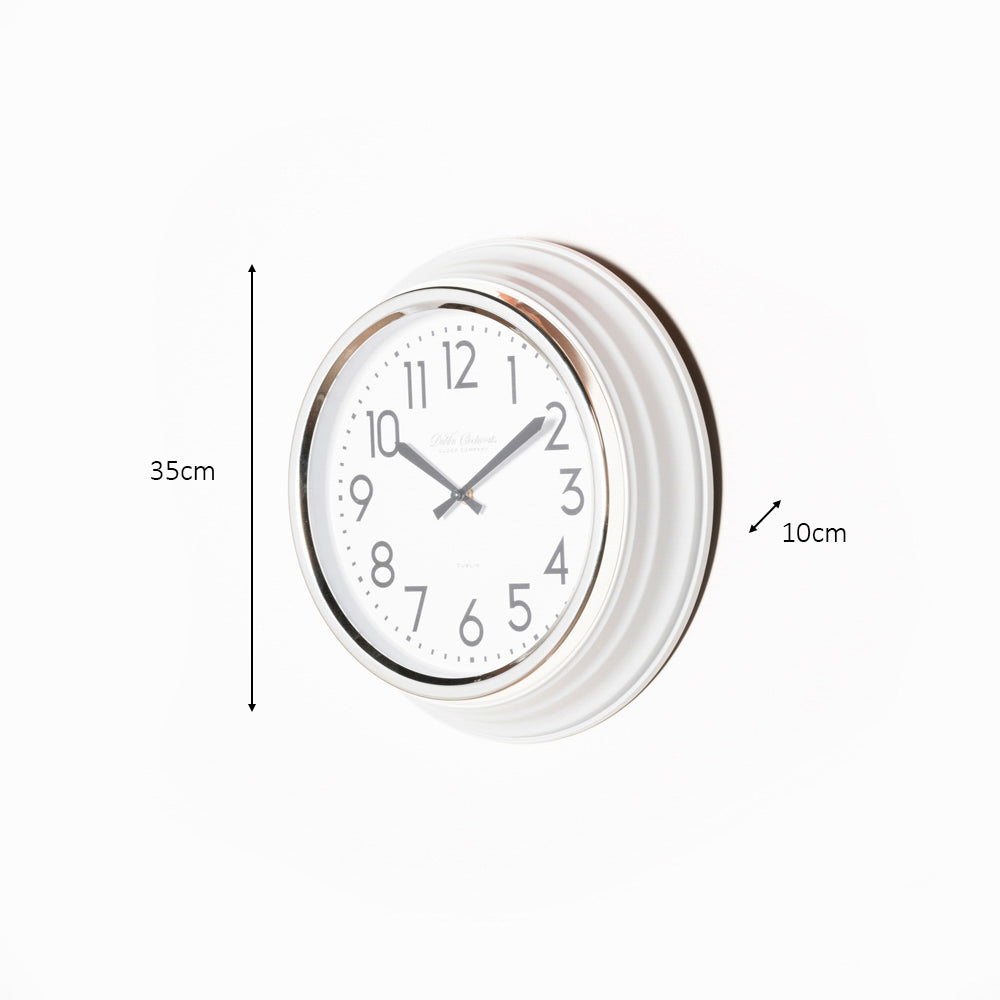 Retro Café Clock Ivory Gloss 35cm - Saffron Home WALL CLOCK Retro Café Clock Ivory Gloss 35cm