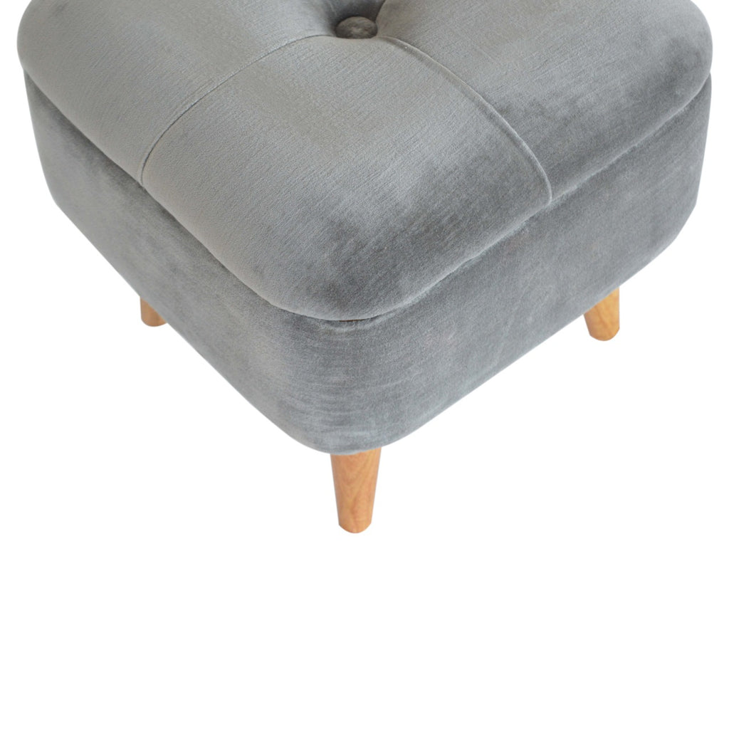 Square Grey Velvet Storage Footstool - Saffron Home Footstool Square Grey Velvet Storage Footstool