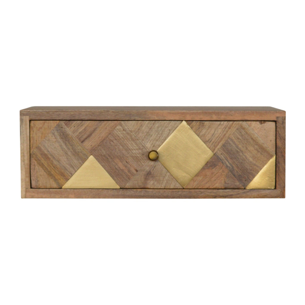 Wall Mounted Brass Inlay Bedside - Saffron Home bedside table Wall Mounted Brass Inlay Bedside