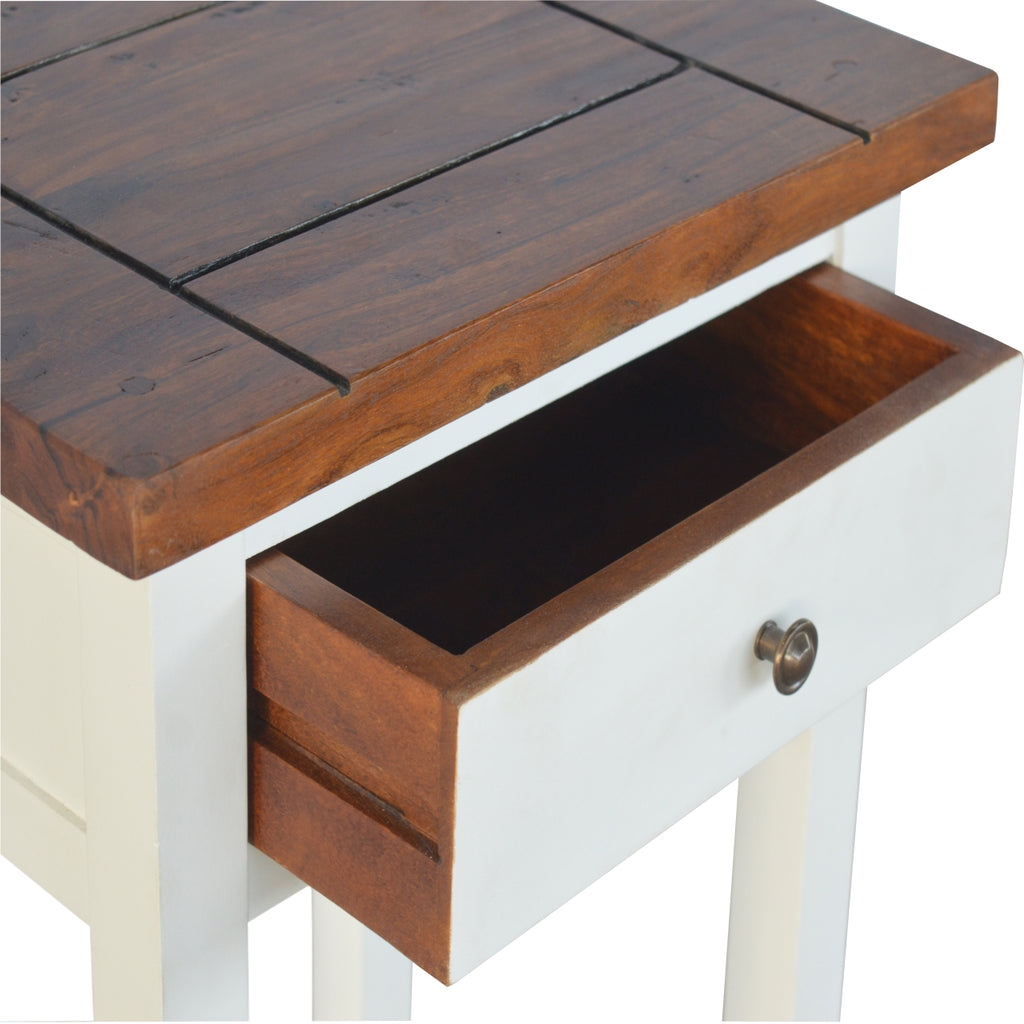 2 Toned Bedside Table with 1 Drawer - Saffron Home & Interiors bedside table 2 Toned Bedside Table with 1 Drawer