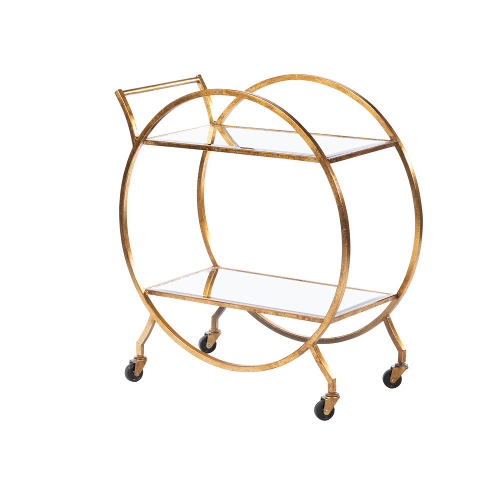 Harriet Circle Drinks Trolley Rect Gold - Saffron Home SIDE TABLE Harriet Circle Drinks Trolley Rect Gold