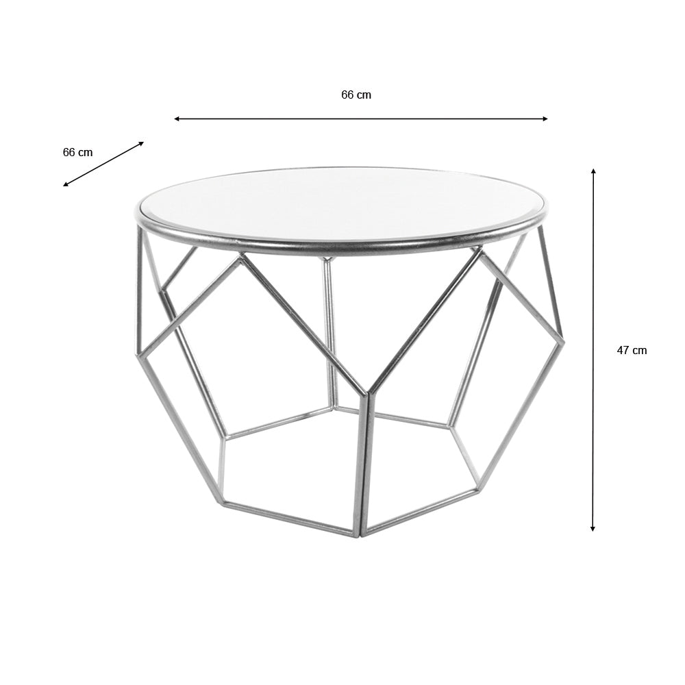 Geometric End Table Mirrored Silver - Saffron Home SIDE TABLE Geometric End Table Mirrored Silver