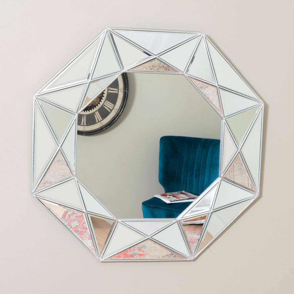 Prism Geo Mirror Silver - Saffron Home WALL MIRROR Prism Geo Mirror Silver
