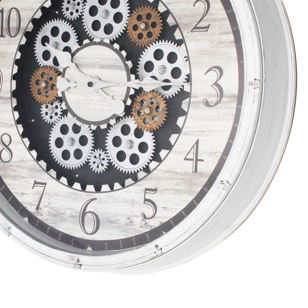 Clockworks Gears Clock Ant White - Saffron Home WALL CLOCK Clockworks Gears Clock Ant White
