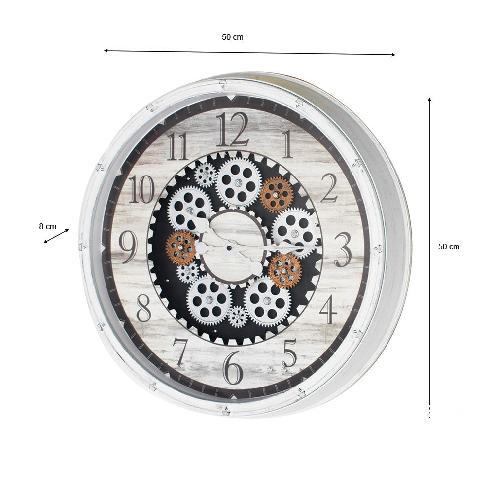 Clockworks Gears Clock Ant White - Saffron Home WALL CLOCK Clockworks Gears Clock Ant White
