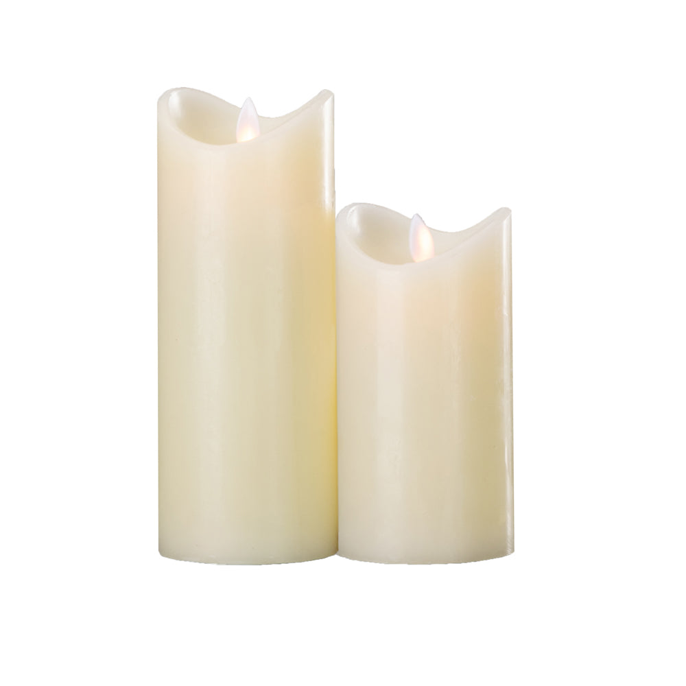 Flicker Led Candle Set W/5hr Timer Ivory 20cm & 15cm - Saffron Home LED CANDLE Flicker Led Candle Set W/5hr Timer Ivory 20cm & 15cm