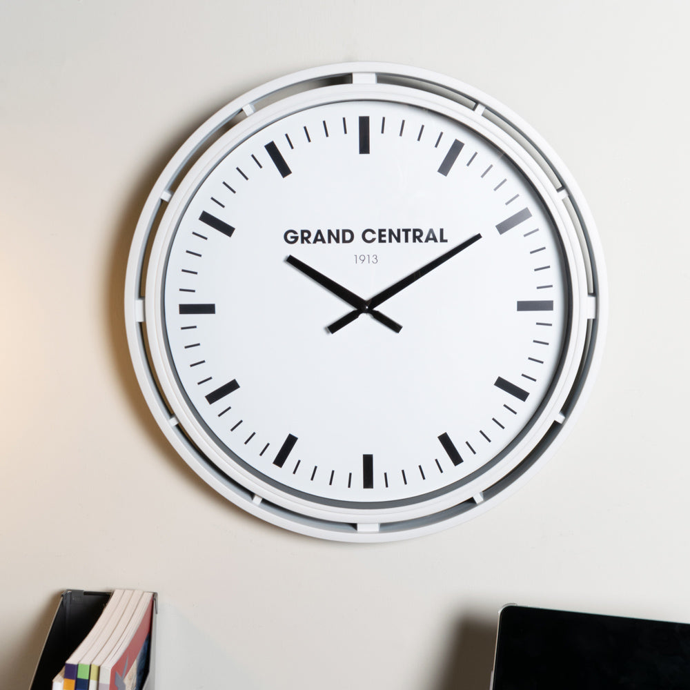 Grand Central Clock Ivory Gloss - Saffron Home WALL CLOCK Grand Central Clock Ivory Gloss