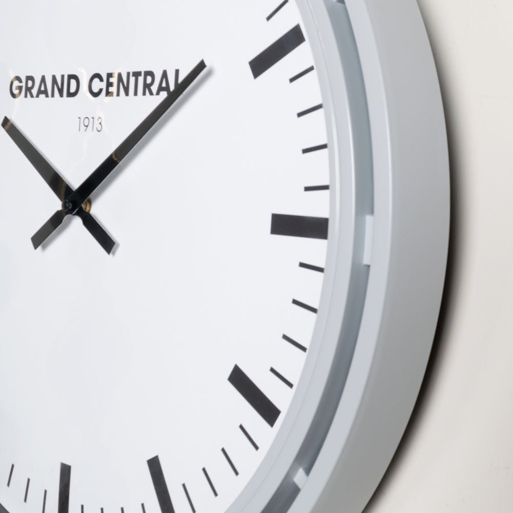 Grand Central Clock Grey Gloss - Saffron Home WALL CLOCK Grand Central Clock Grey Gloss