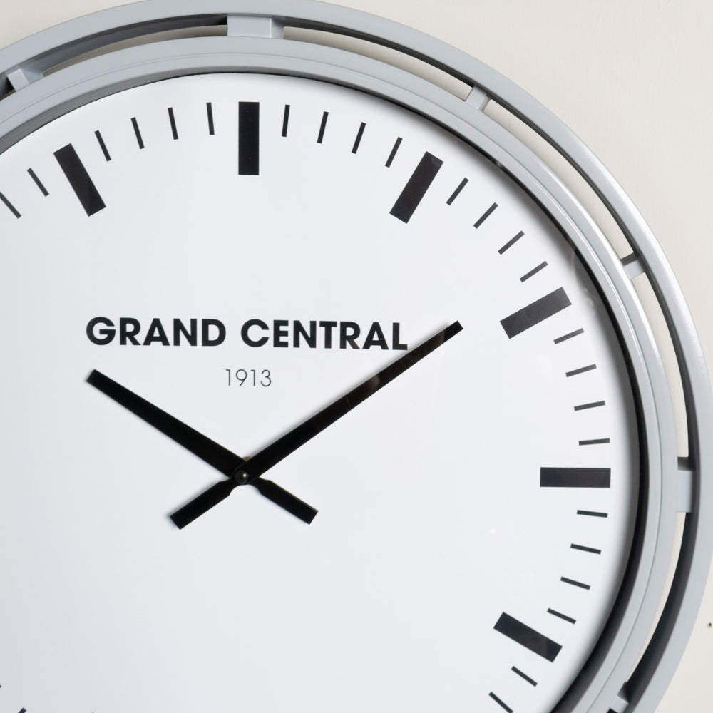 Grand Central Clock Grey Gloss - Saffron Home WALL CLOCK Grand Central Clock Grey Gloss