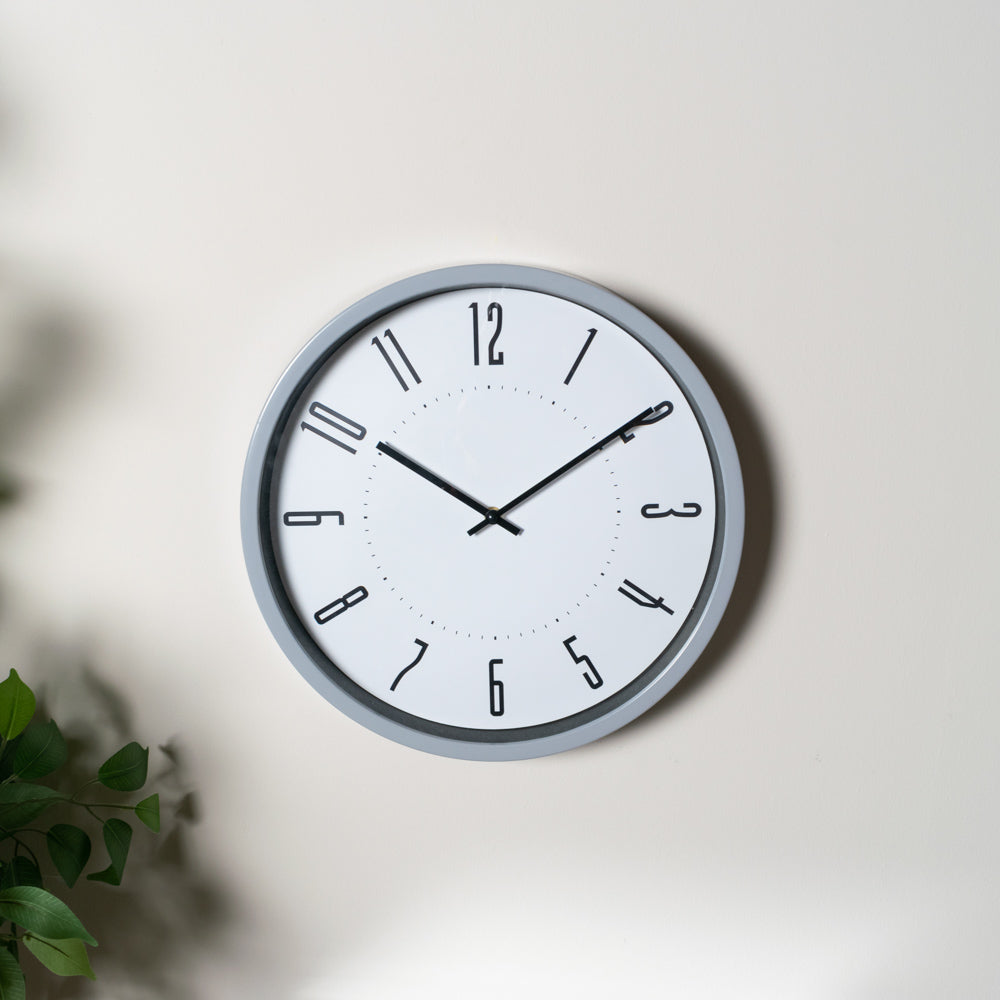 Modern Wall Clock Grey Gloss 40cm - Saffron Home WALL CLOCK Modern Wall Clock Grey Gloss 40cm