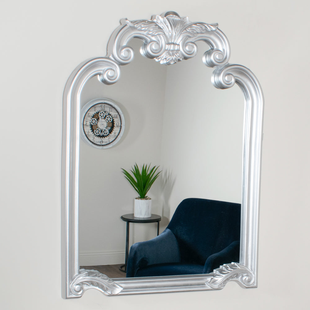 Kiara Overmantle Mirror Silver 120 X 90cm - Saffron Home WALL MIRROR Kiara Overmantle Mirror Silver 120 X 90cm