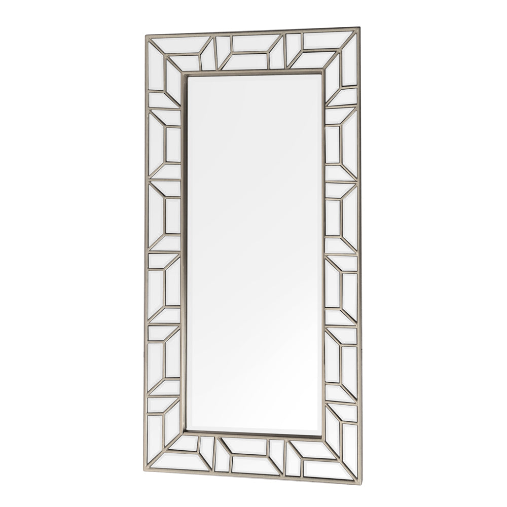 Lauren Geometric Mirror Silver 168 X 86cm - Saffron Home WALL MIRROR Lauren Geometric Mirror Silver 168 X 86cm