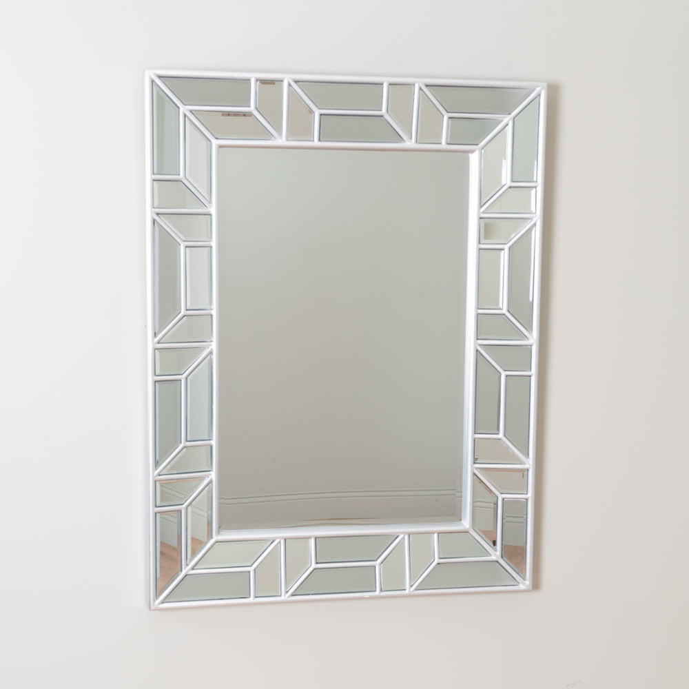 Lauren Geometric Mirror Silver 114 X 86cm - Saffron Home WALL MIRROR Lauren Geometric Mirror Silver 114 X 86cm
