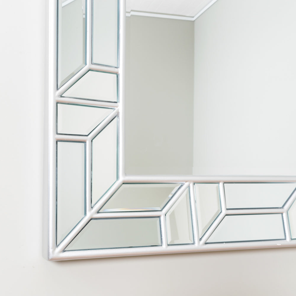 Lauren Geometric Mirror Silver 114 X 86cm - Saffron Home WALL MIRROR Lauren Geometric Mirror Silver 114 X 86cm