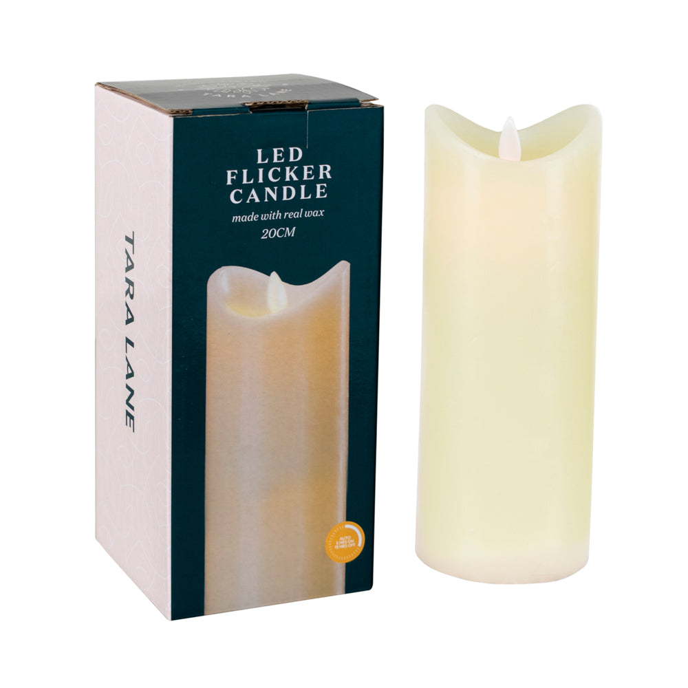 Flicker Led Candle W/5hr Timer Ivory 20cm - Saffron Home LED CANDLE Flicker Led Candle W/5hr Timer Ivory 20cm