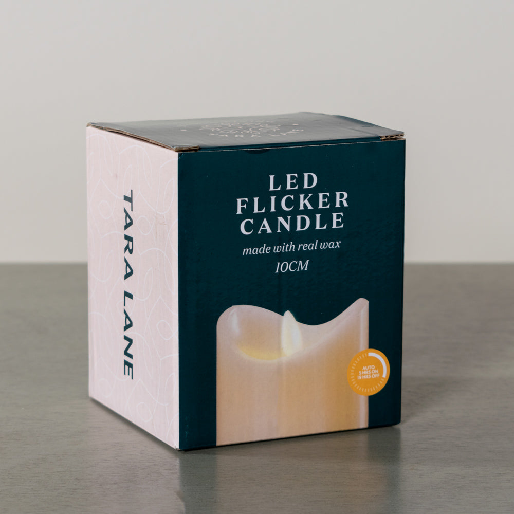 Flicker Led Candle W/5hr Timer Ivory 10cm - Saffron Home LED CANDLE Flicker Led Candle W/5hr Timer Ivory 10cm