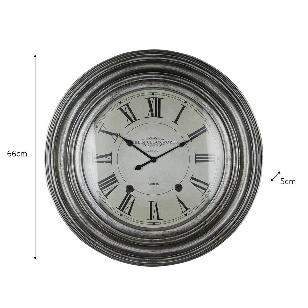 Dublin Clockworks Clock 66cm Pewter - Saffron Home WALL CLOCK Dublin Clockworks Clock 66cm Pewter
