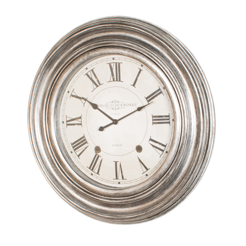 Dublin Clockworks Clock 66cm Pewter - Saffron Home WALL CLOCK Dublin Clockworks Clock 66cm Pewter