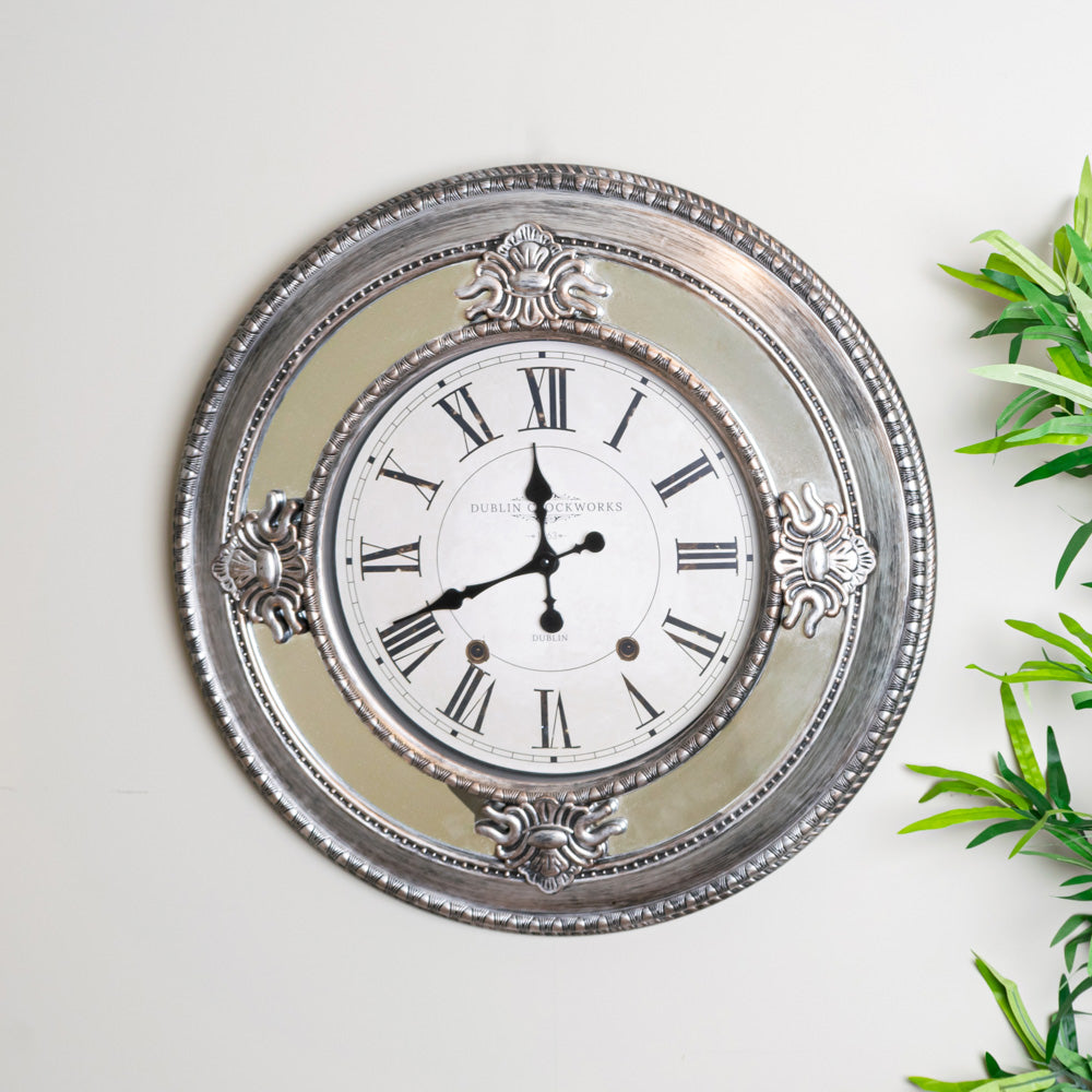 Dublin Clockworks Mirrored Clock 66cm Antique - Saffron Home WALL CLOCK Dublin Clockworks Mirrored Clock 66cm Antique