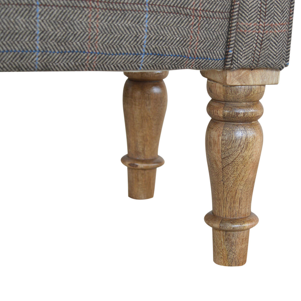 Multi Tweed Bedroom Bench with Turned Feet - Saffron Home & Interiors Bench Multi Tweed Bedroom Bench with Turned Feet