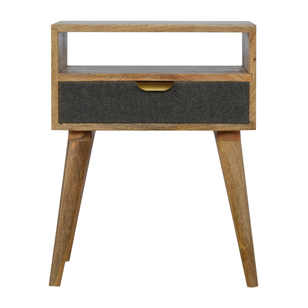 Grey Tweed Bedside with Open Slot - Saffron Home bedside table Grey Tweed Bedside with Open Slot