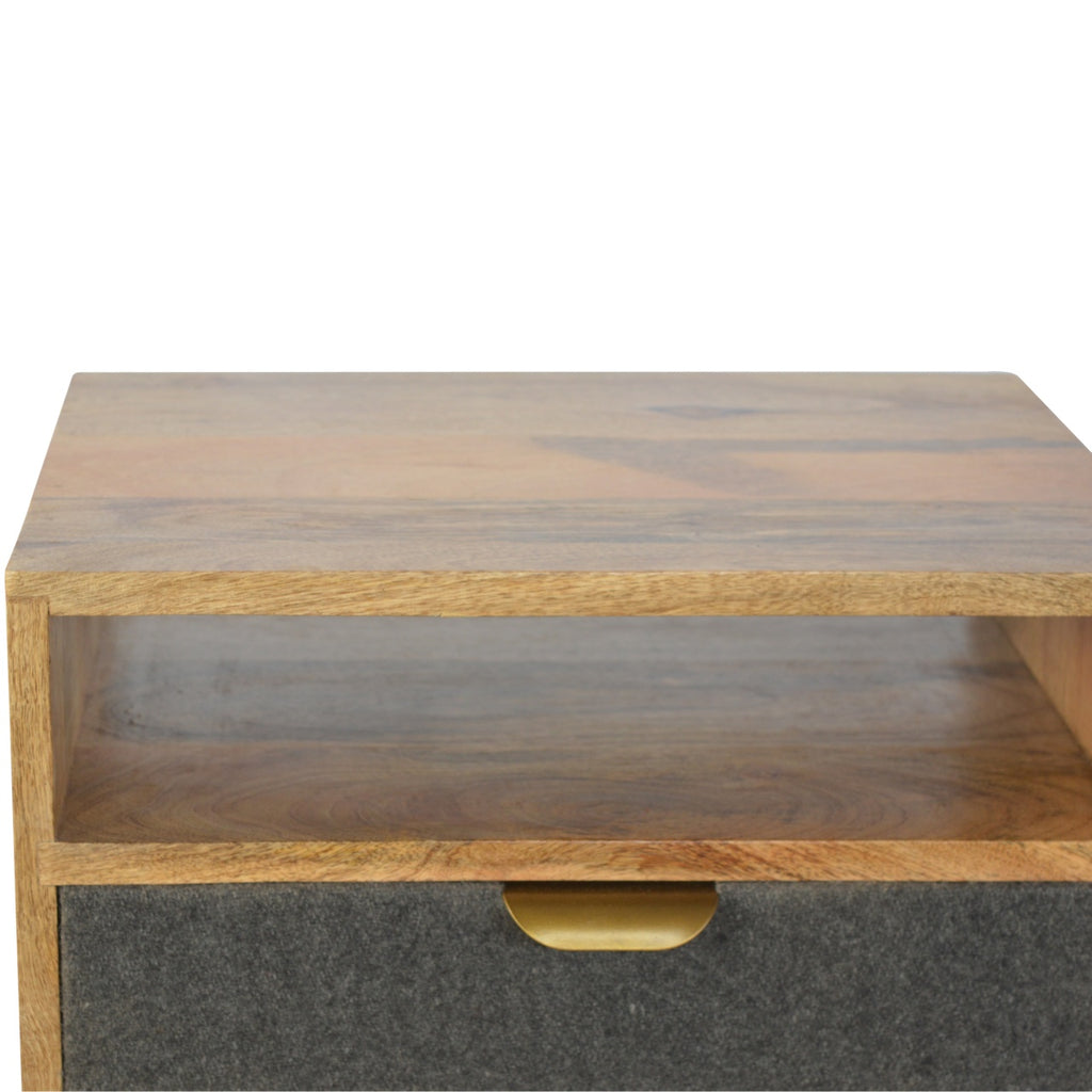 Grey Tweed Bedside with Open Slot - Saffron Home bedside table Grey Tweed Bedside with Open Slot