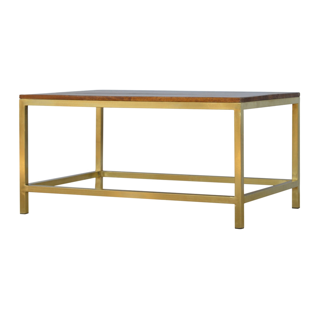 Rectangular Coffee Table with Gold Base - Saffron Home & Interiors Coffee table Rectangular Coffee Table with Gold Base