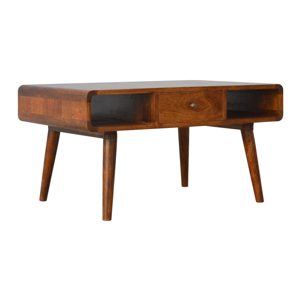 Curved Chestnut Coffee Table - Saffron Home Coffee table Curved Chestnut Coffee Table