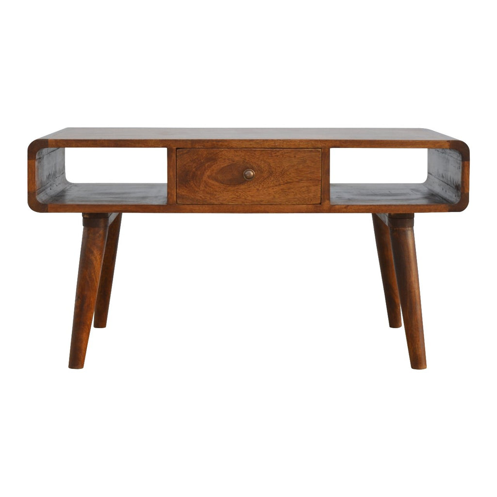 Curved Chestnut Coffee Table - Saffron Home Coffee table Curved Chestnut Coffee Table