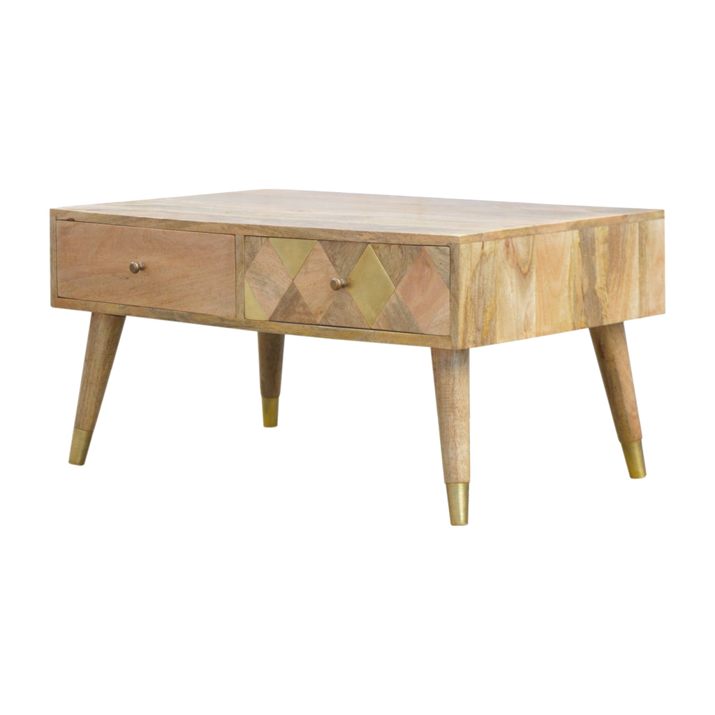 Gold Brass Inlay Coffee Table - Saffron Home Coffee table Gold Brass Inlay Coffee Table