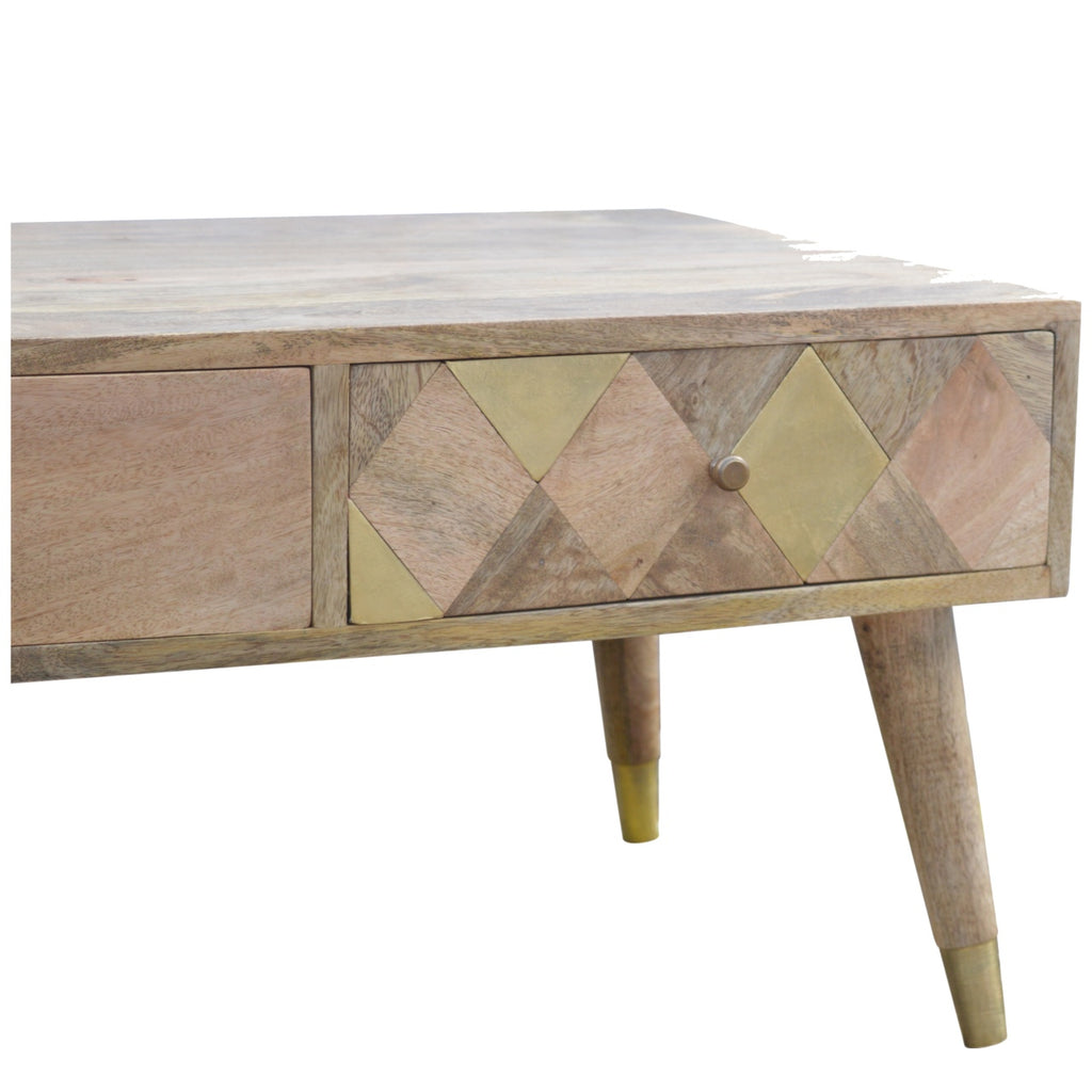 Gold Brass Inlay Coffee Table - Saffron Home Coffee table Gold Brass Inlay Coffee Table
