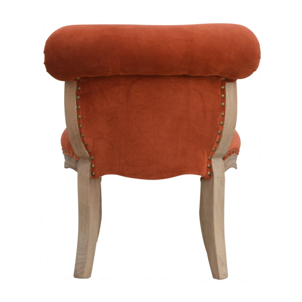 Brick Red Velvet Studded Chair - Saffron Home Chair Brick Red Velvet Studded Chair