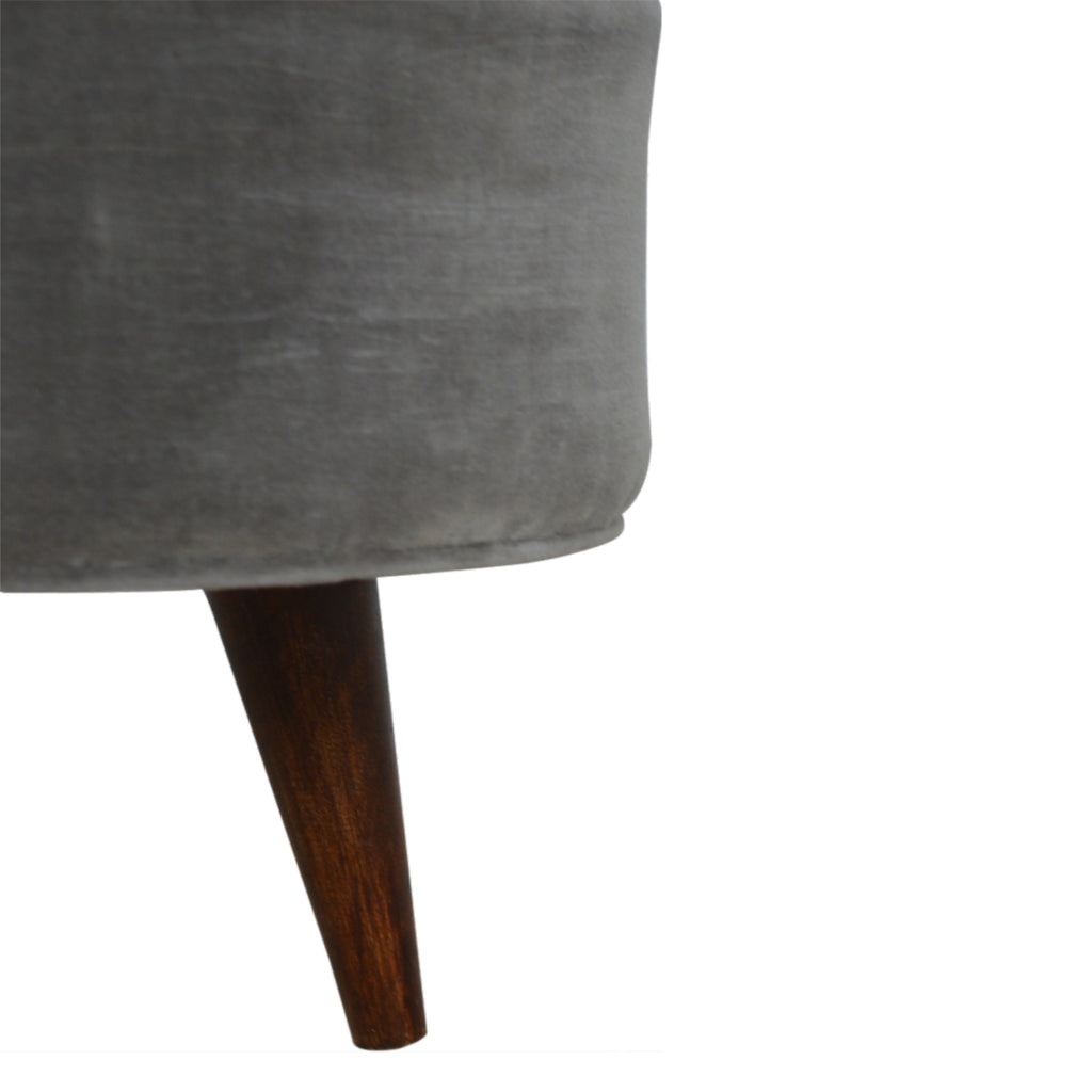 Grey Velvet Nordic Style Footstool - Saffron Home Footstool Grey Velvet Nordic Style Footstool