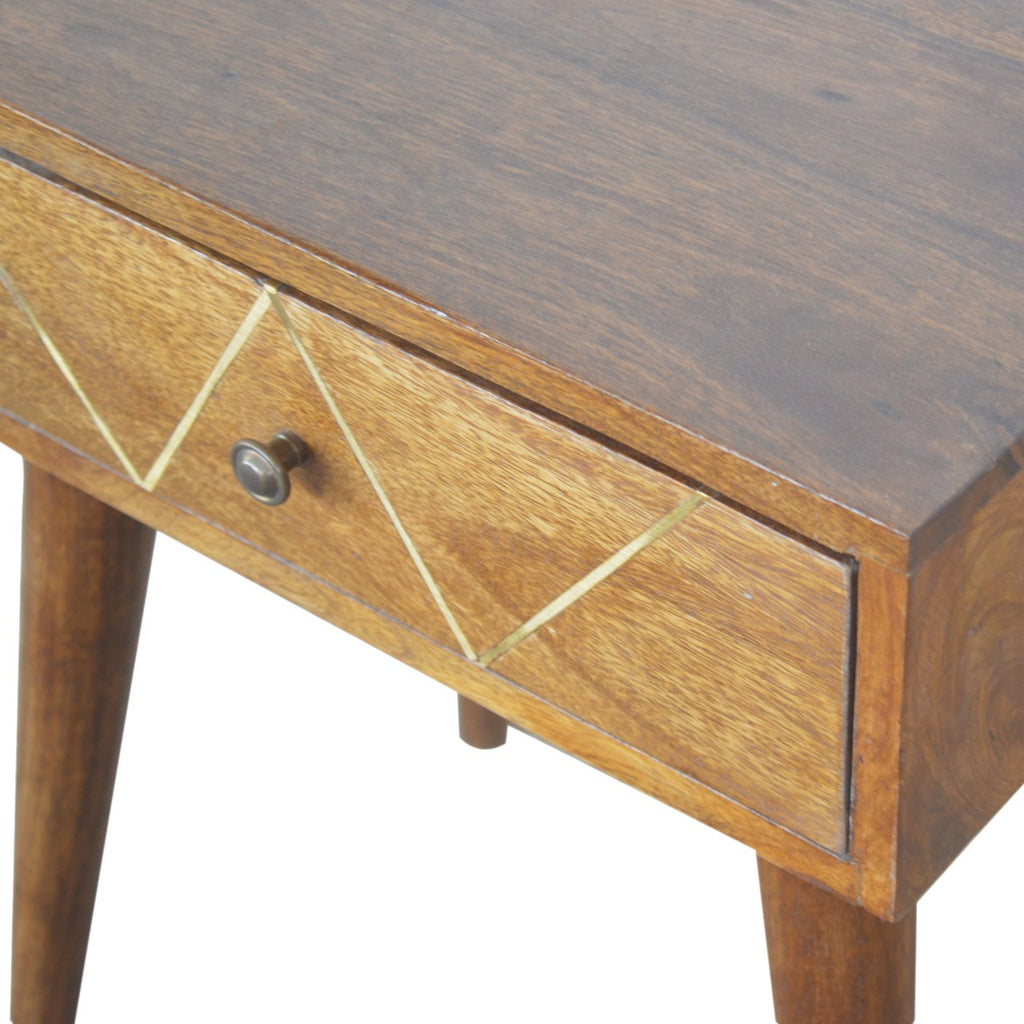 Geometric Brass Inlay Bedside - Saffron Home bedside table Geometric Brass Inlay Bedside