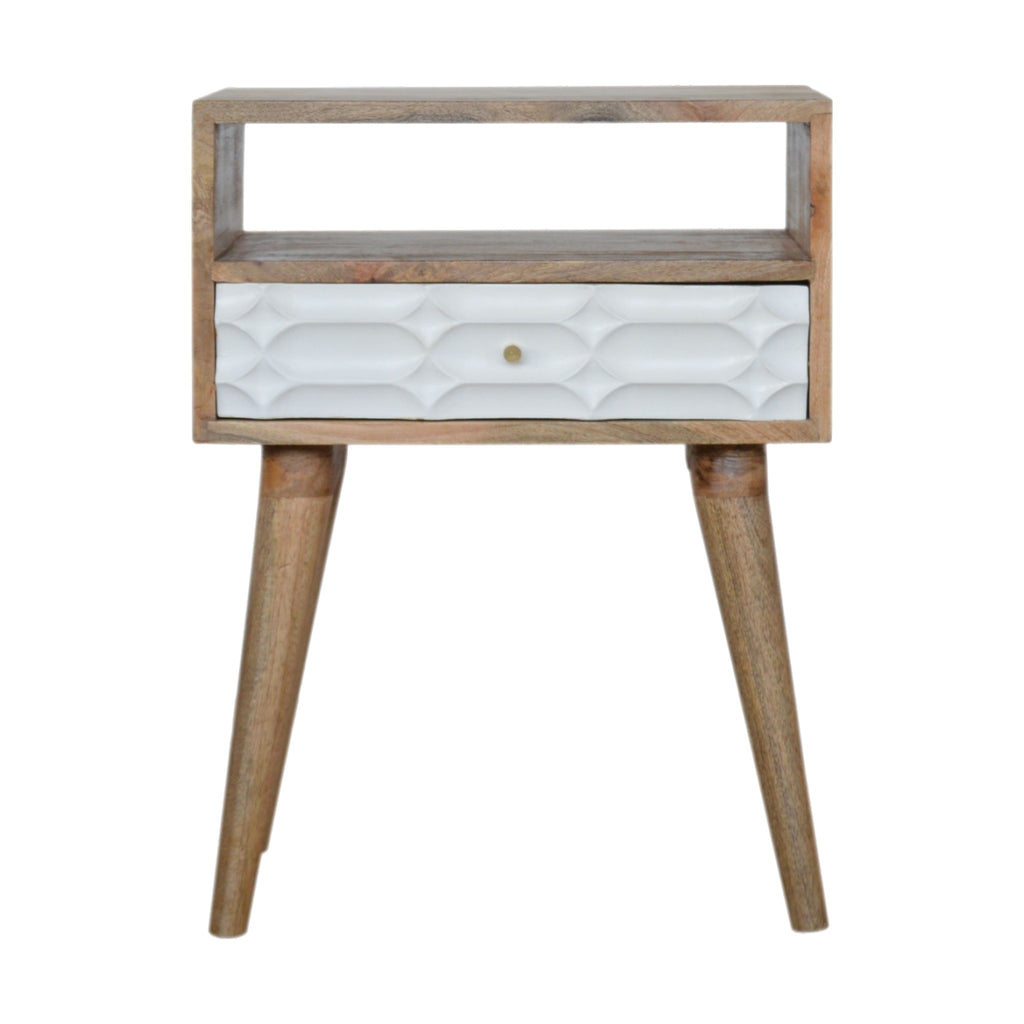 Capsule Carved Bedside with Open Slot - Saffron Home & Interiors bedside table Capsule Carved Bedside with Open Slot