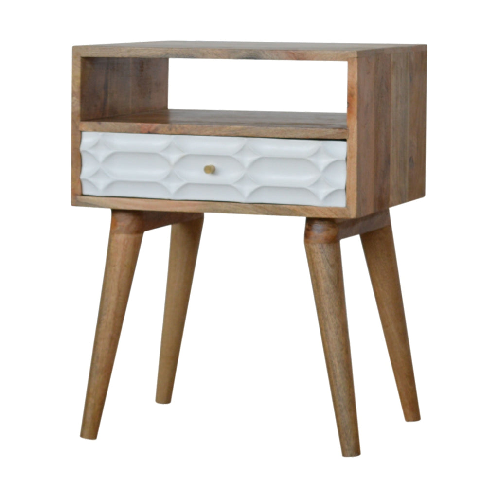 Capsule Carved Bedside with Open Slot - Saffron Home & Interiors bedside table Capsule Carved Bedside with Open Slot