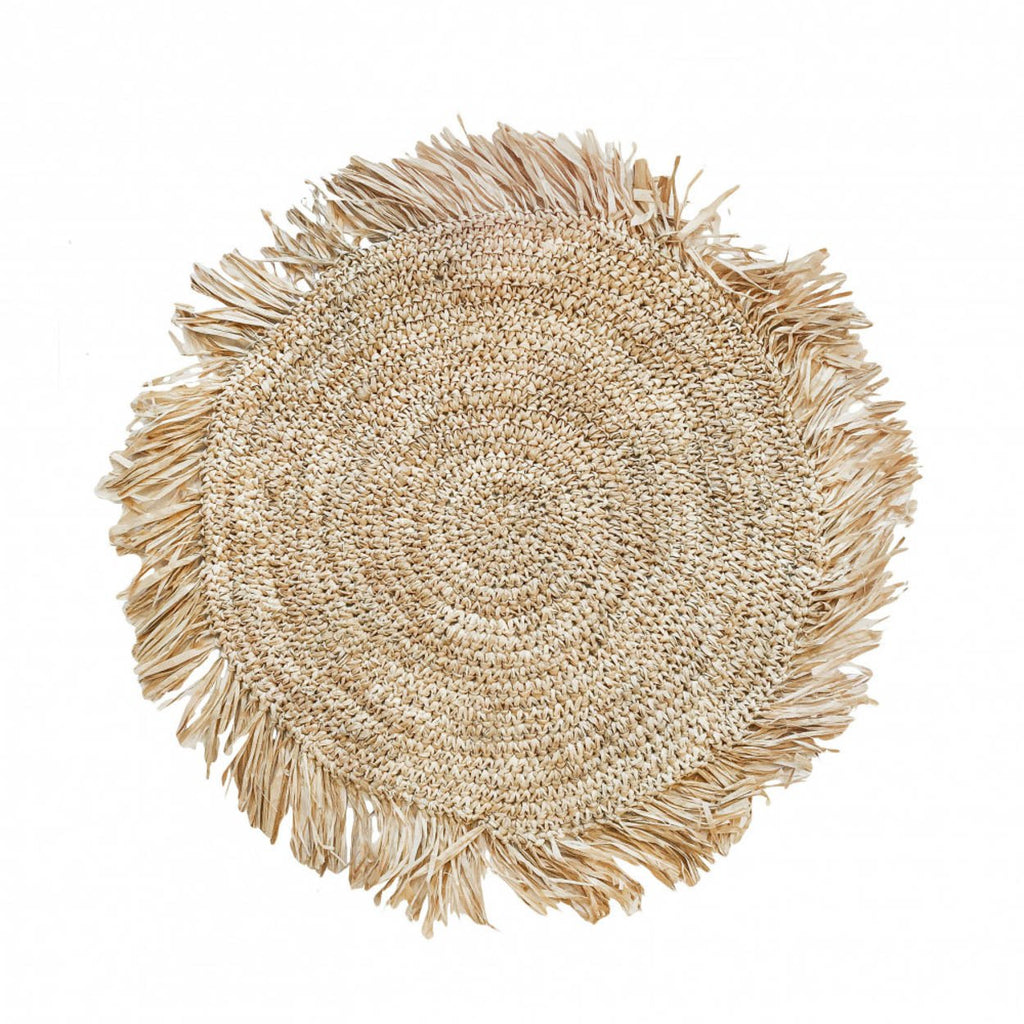 The Fringe Raffia Placemat Round Natural - Saffron Home Placemats The Fringe Raffia Placemat Round Natural
