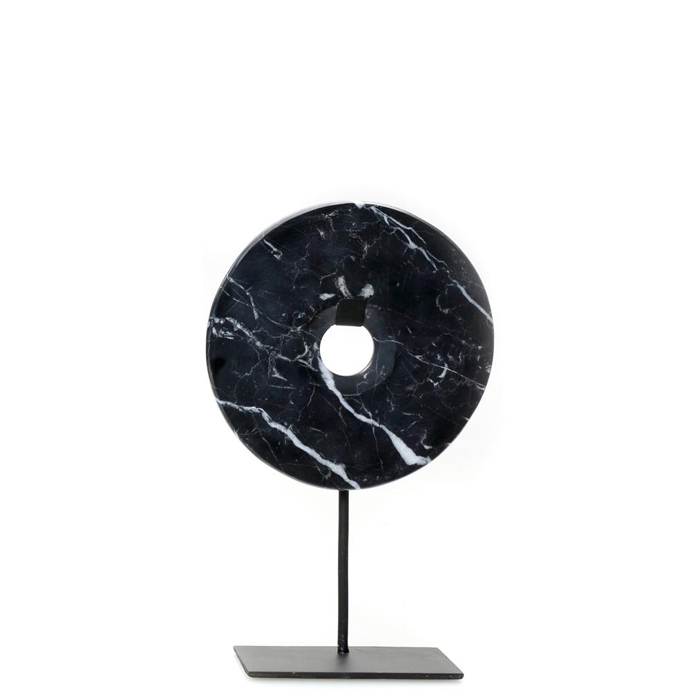 Marble Disk on Stand Black - Saffron Home Marble Disk on Stand Black