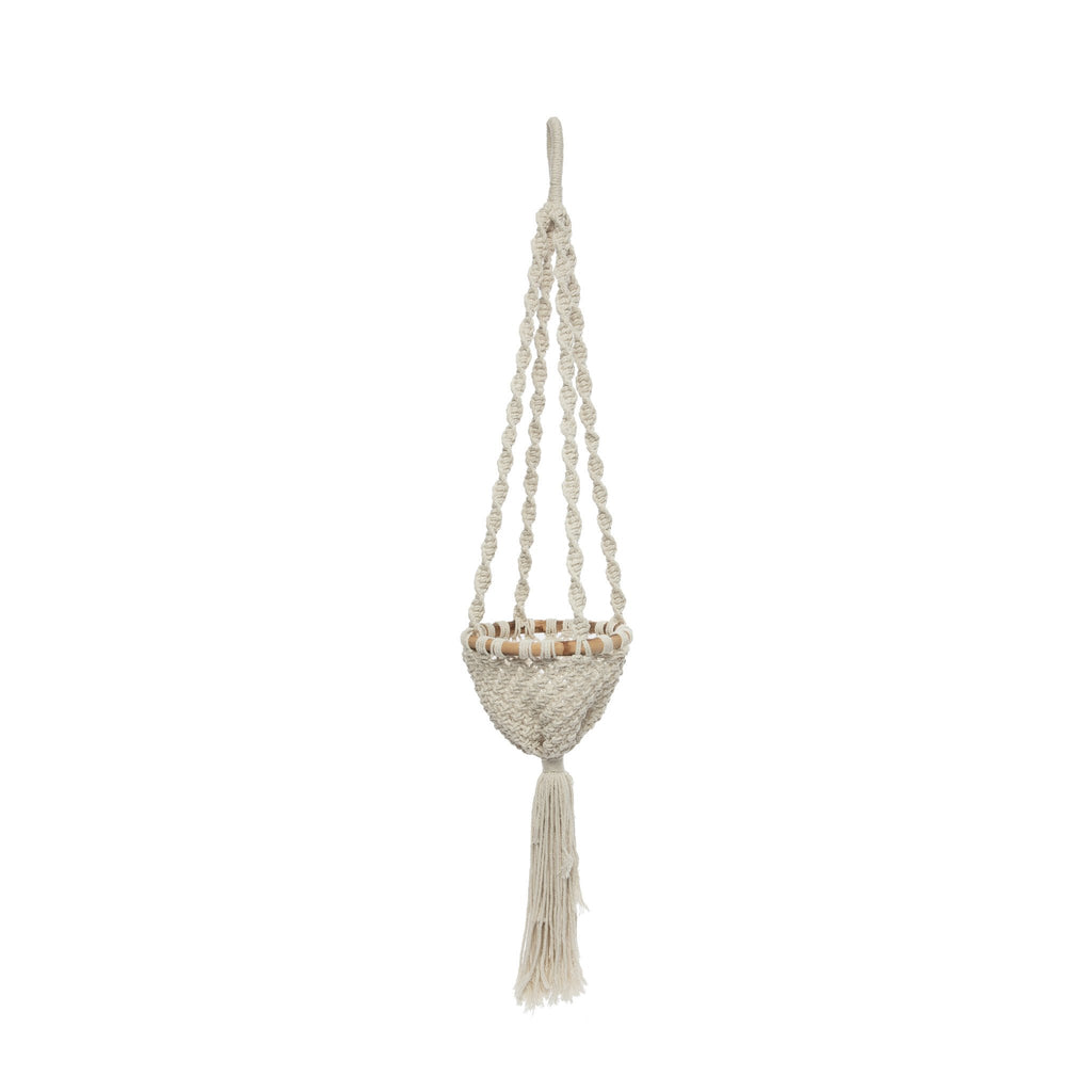 Twisted Macrame Plant Hanger Natural White S - Saffron Home Plant Pots & Hangers Twisted Macrame Plant Hanger Natural White S