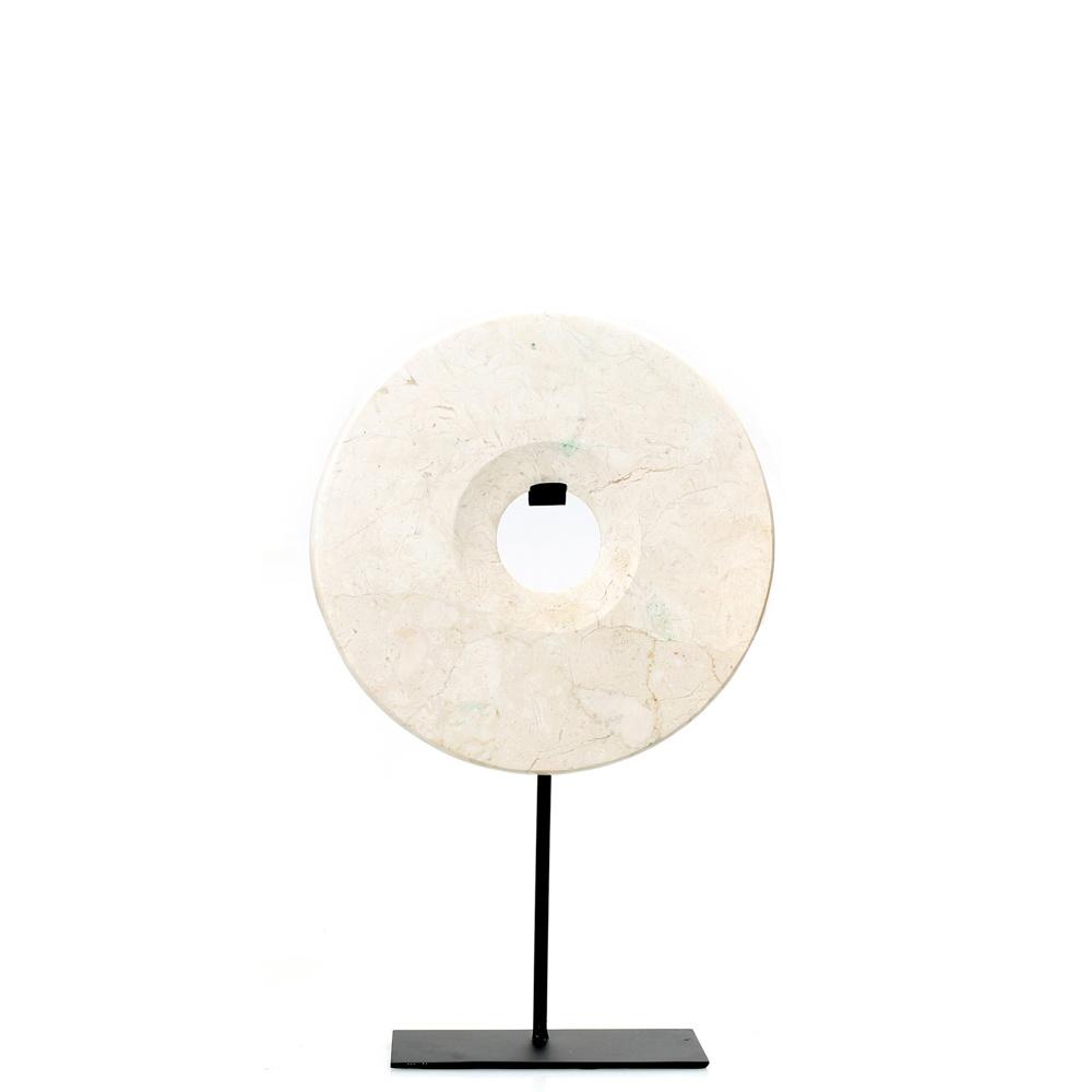 Marble Disk on Stand White M - Saffron Home Decorative Plaques Marble Disk on Stand White M