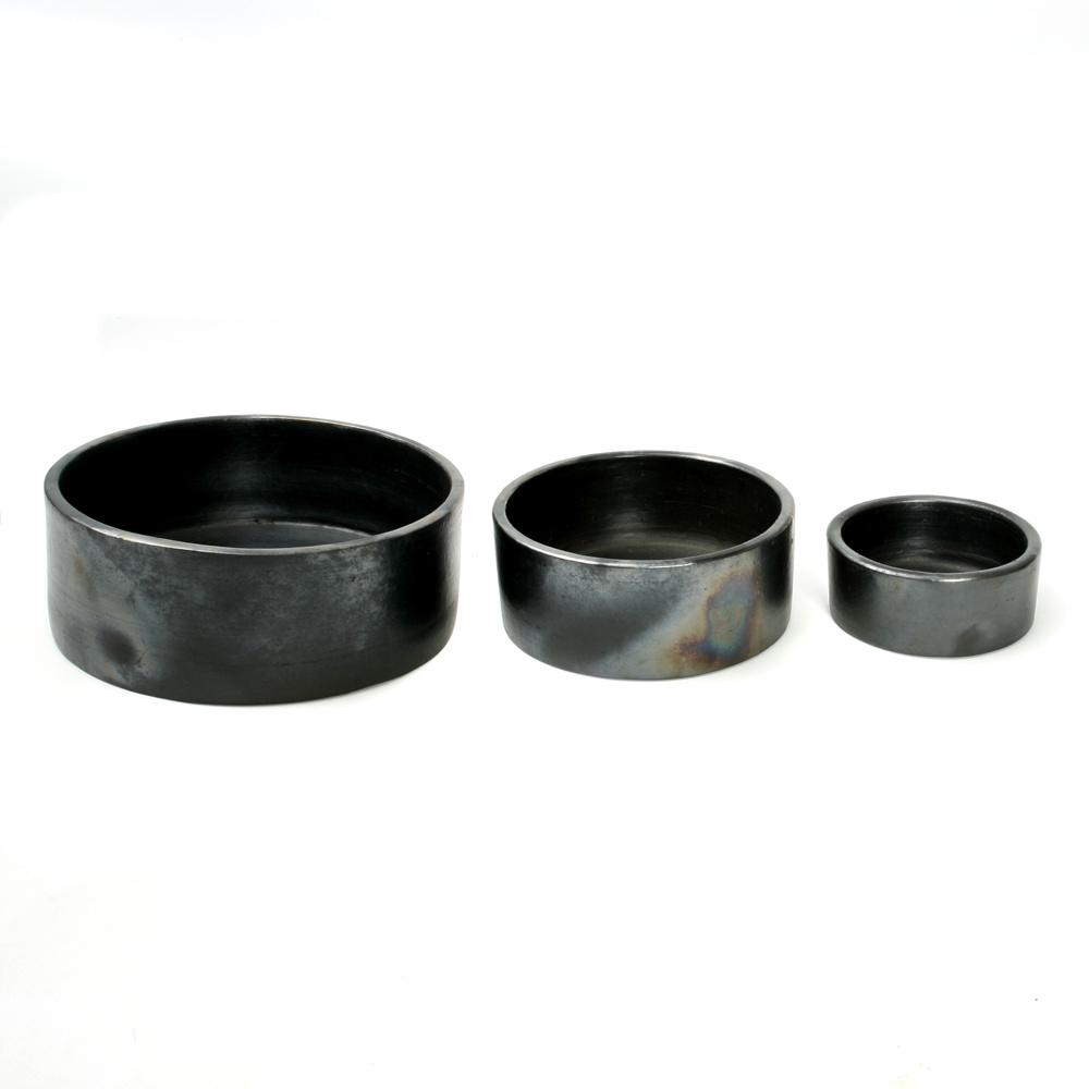 Burned Terracotta Cylinder Bowl Black (Set of 3) - Saffron Home Bowls Burned Terracotta Cylinder Bowl Black (Set of 3)